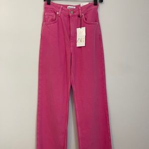 ZARA Wide Leg Pink Denim
